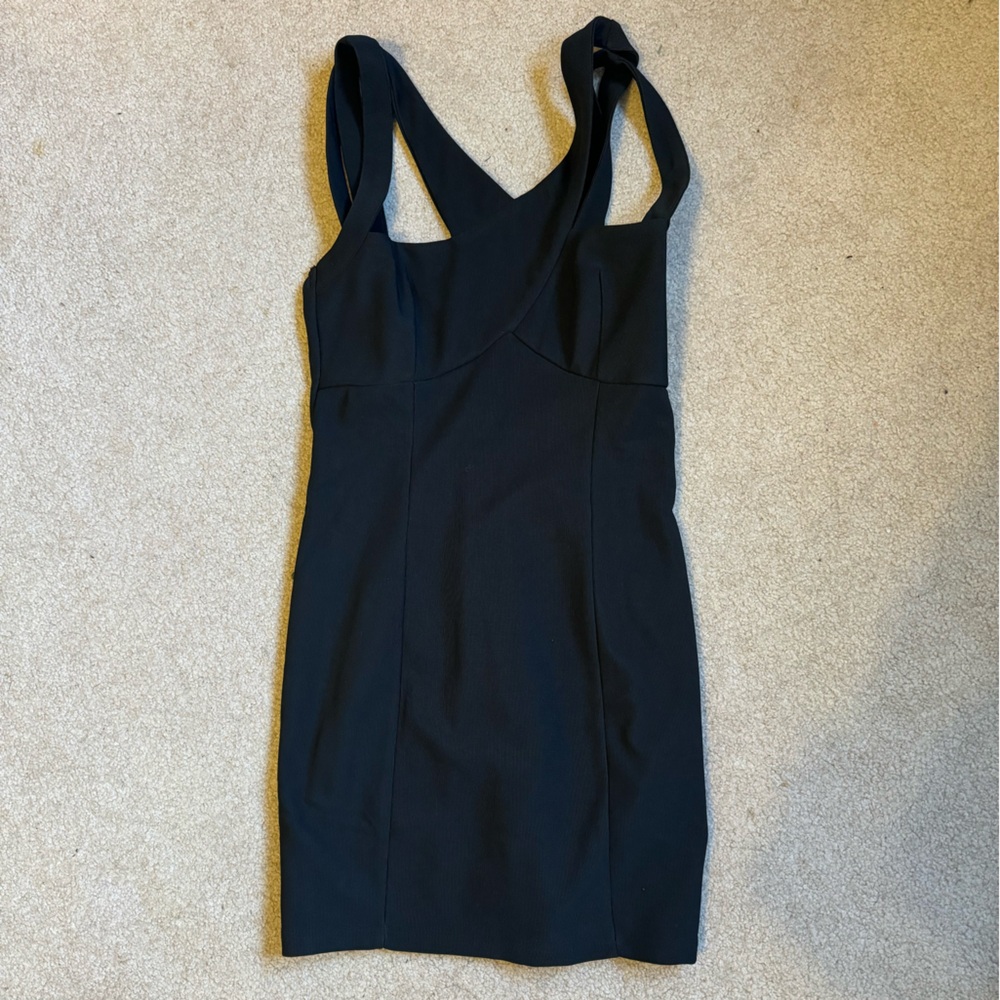 Black criss cross on shoulders body con dress